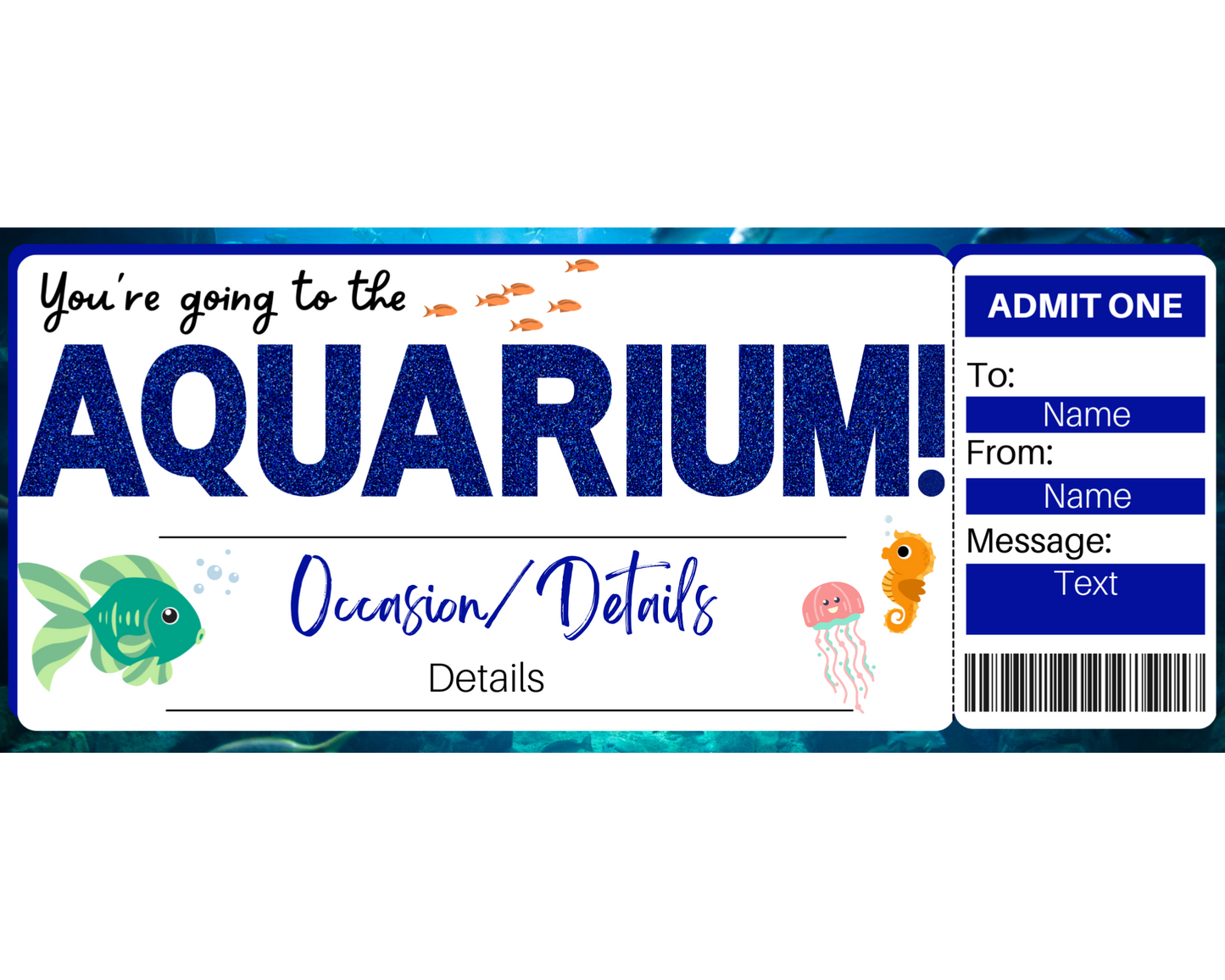 Aquarium Gift Ticket Template