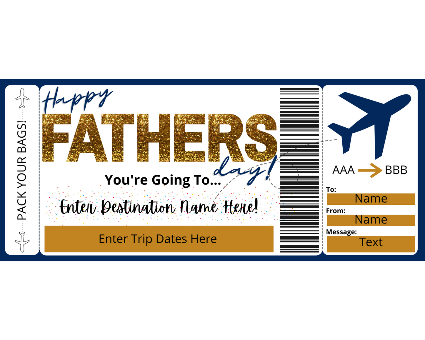 Father's Day Boarding Pass: Printable Flight Ticket