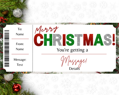Merry Christmas Massage Gift Certificate