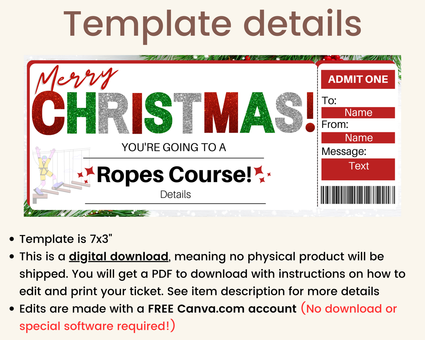 Christmas Ropes Course Ticket