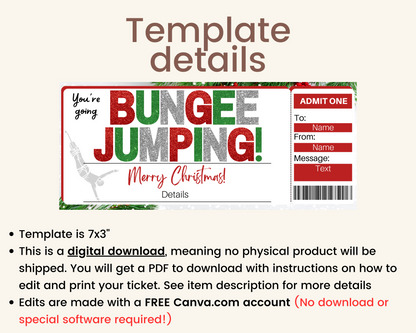 Christmas Bungee Jumping Gift Ticket Template