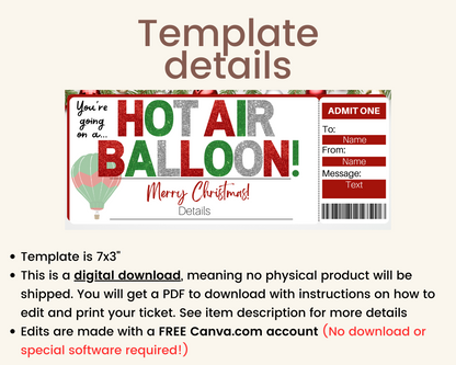 Christmas Hot Air Balloon Gift Ticket