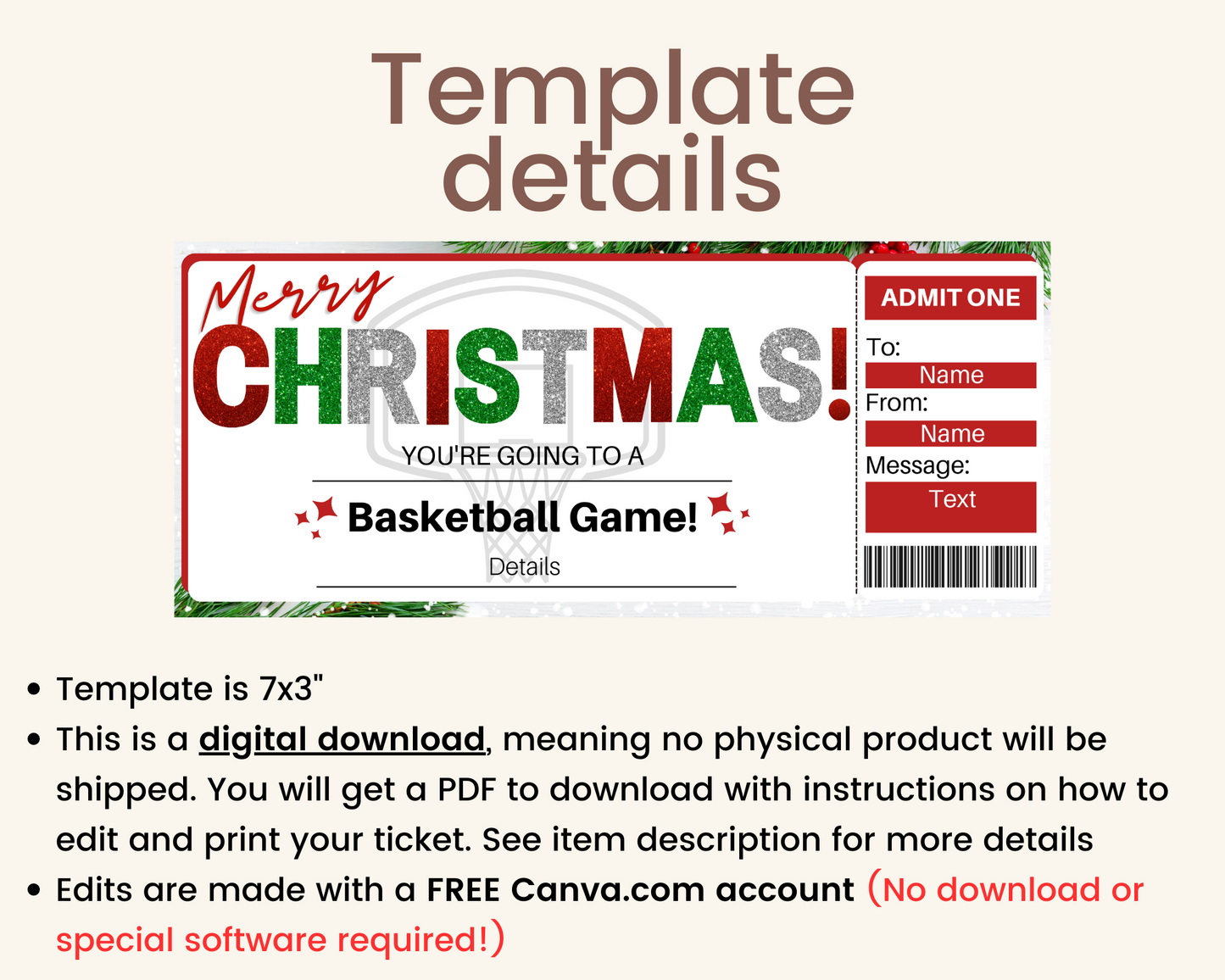 Christmas Basketball Game Gift Certificate