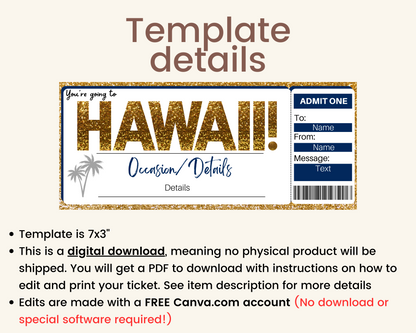 Hawaii Gift Ticket: Surprise Boarding Pass