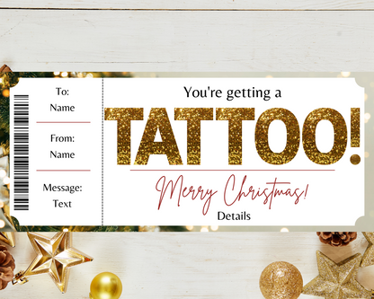 Christmas Tattoo Gift Ticket Template