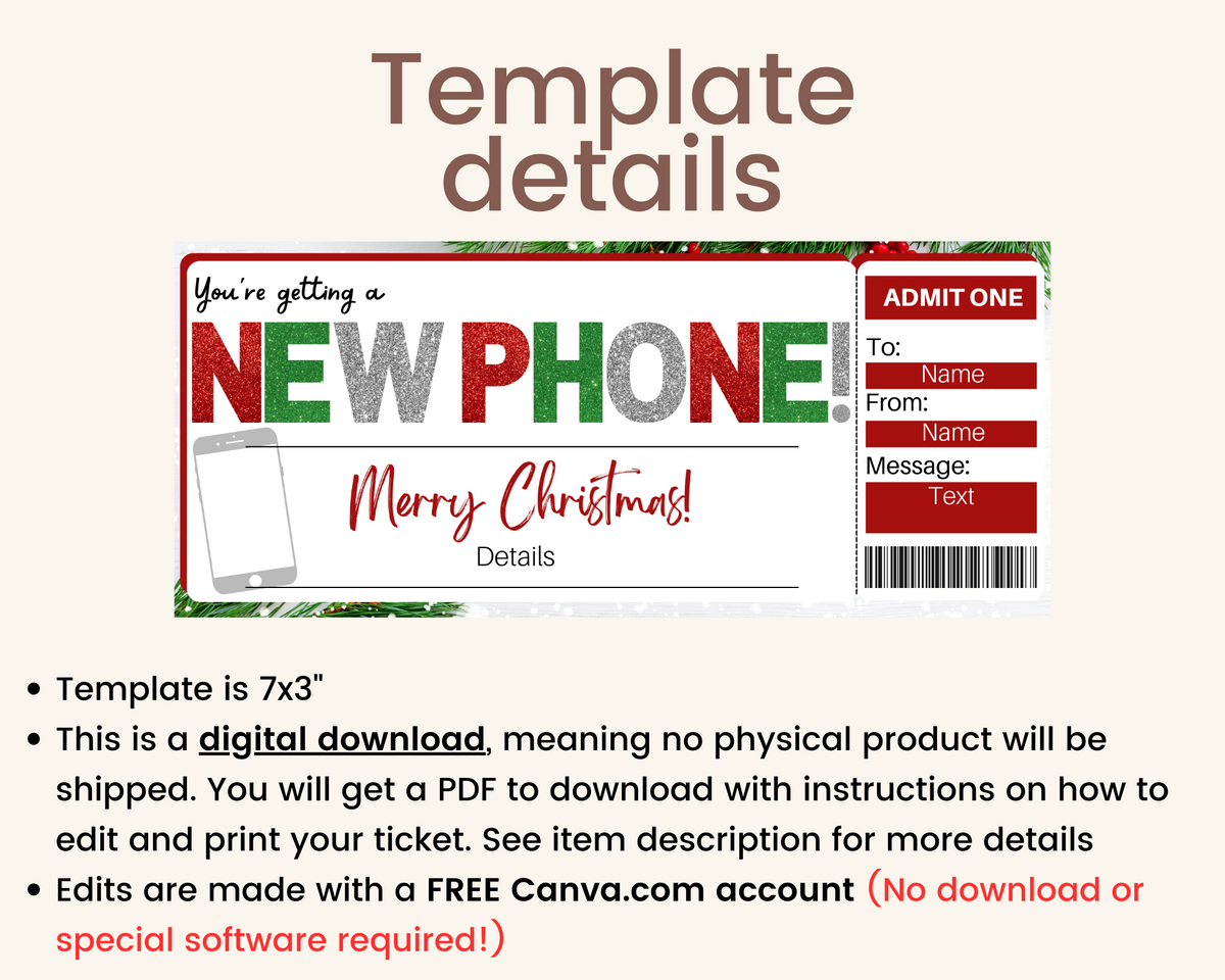 Phone Message Tickets Christmas New Phone Gift Ticket Template – Printed Smile Shop