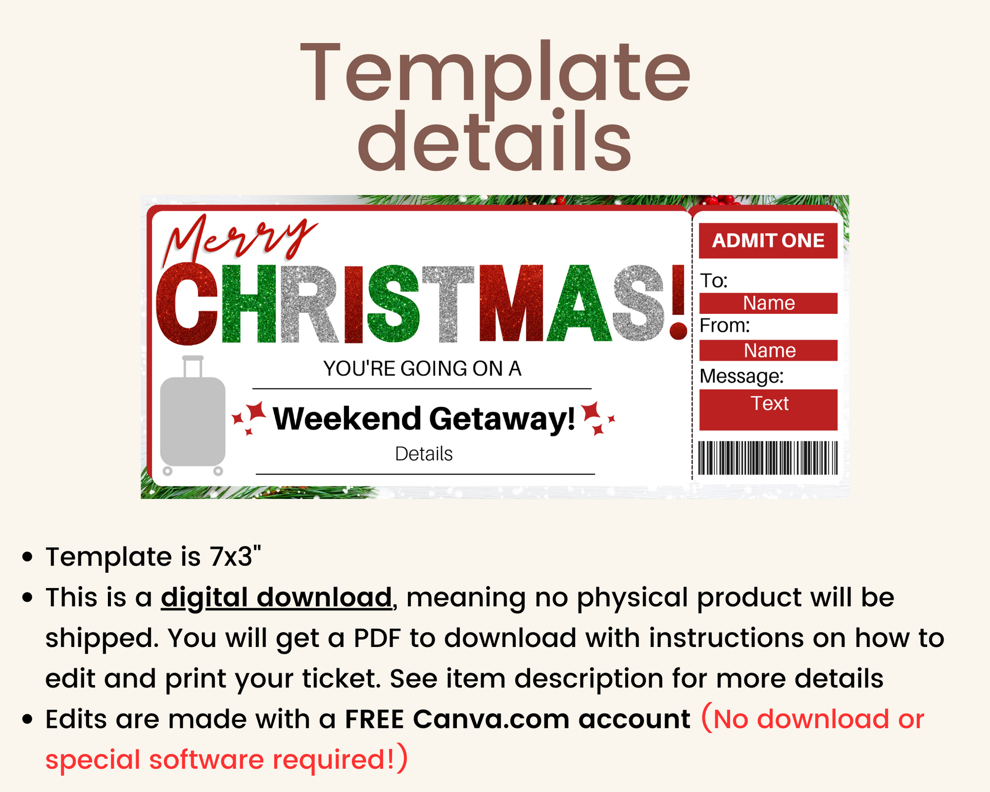 Christmas Weekend Getaway Gift Certificate Template – Printed Smile Shop christmas-weekend-getaway-gift-certificate-template-printed-smile-shop