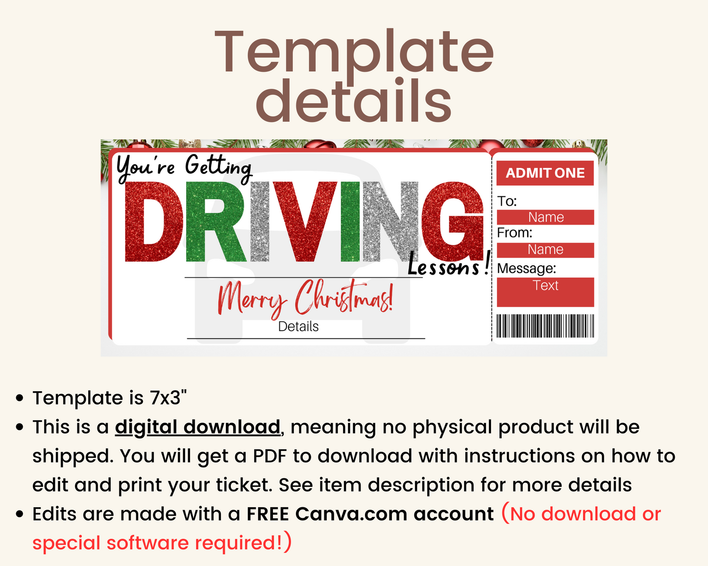 Christmas Driving Lessons Gift Certificate