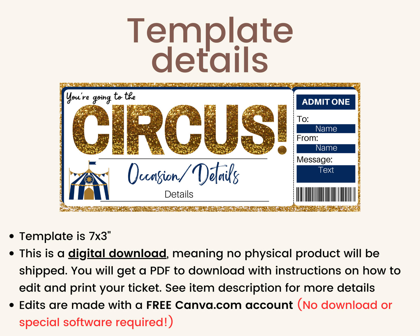 Circus Gift Ticket Template