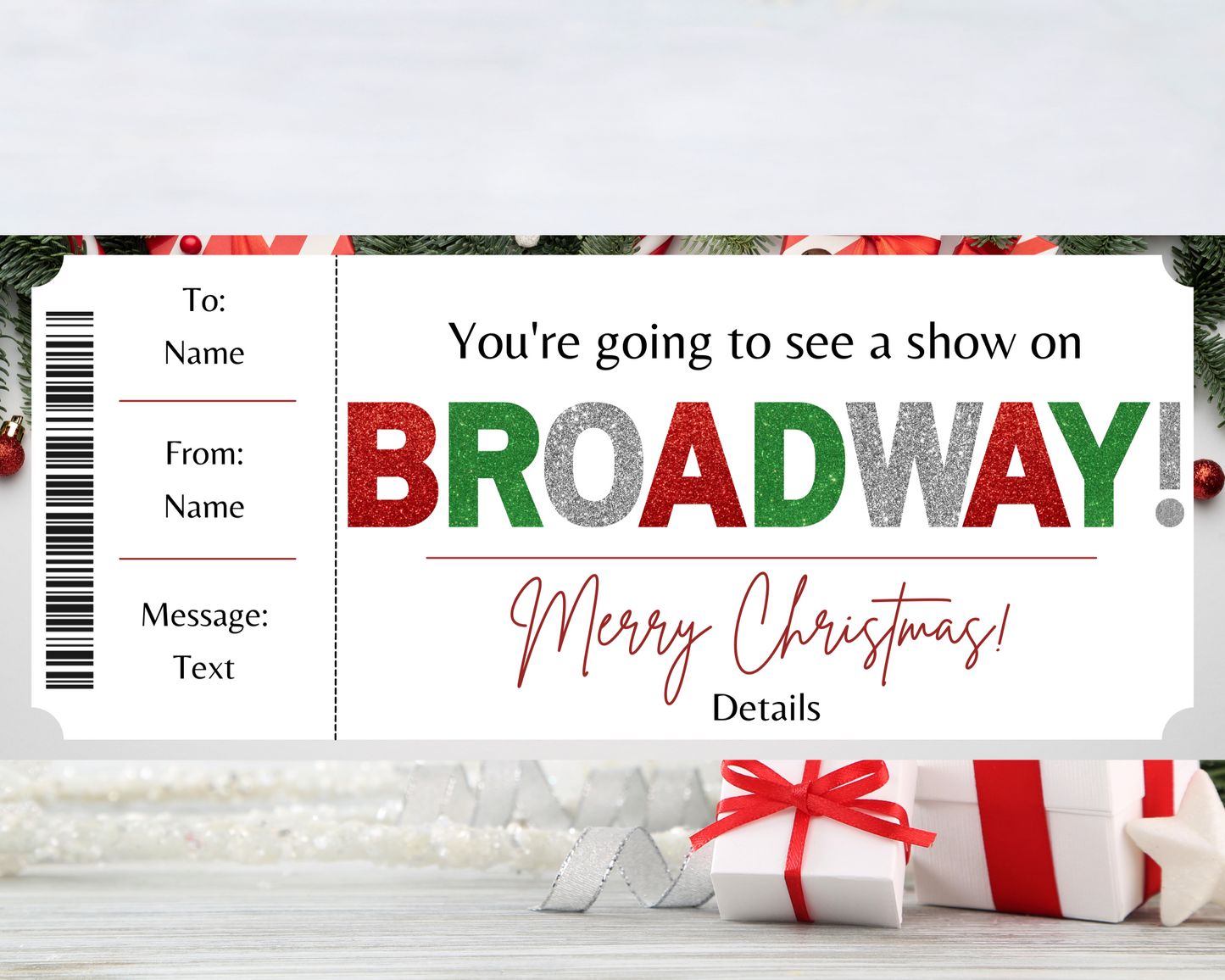 Christmas Broadway Show Ticket Template