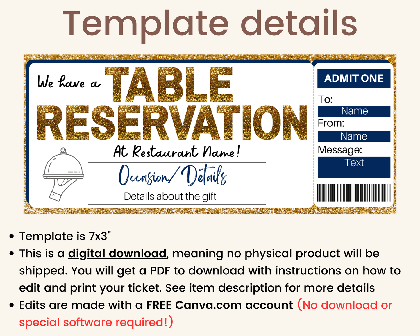 Table Reservation Gift Certificate