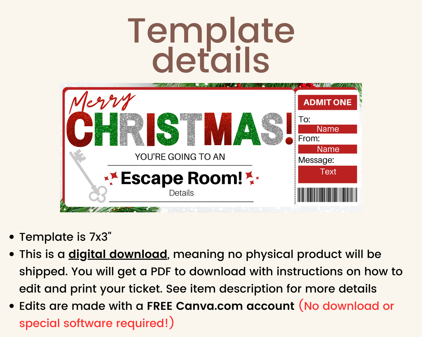 Christmas Escape Room Gift Ticket