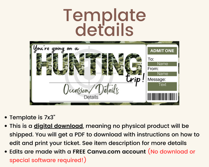 Hunting Gift Ticket Template