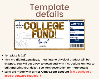 College Fund Gift Certificate Template