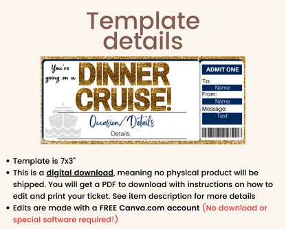 Dinner Cruise Gift Certificate Template