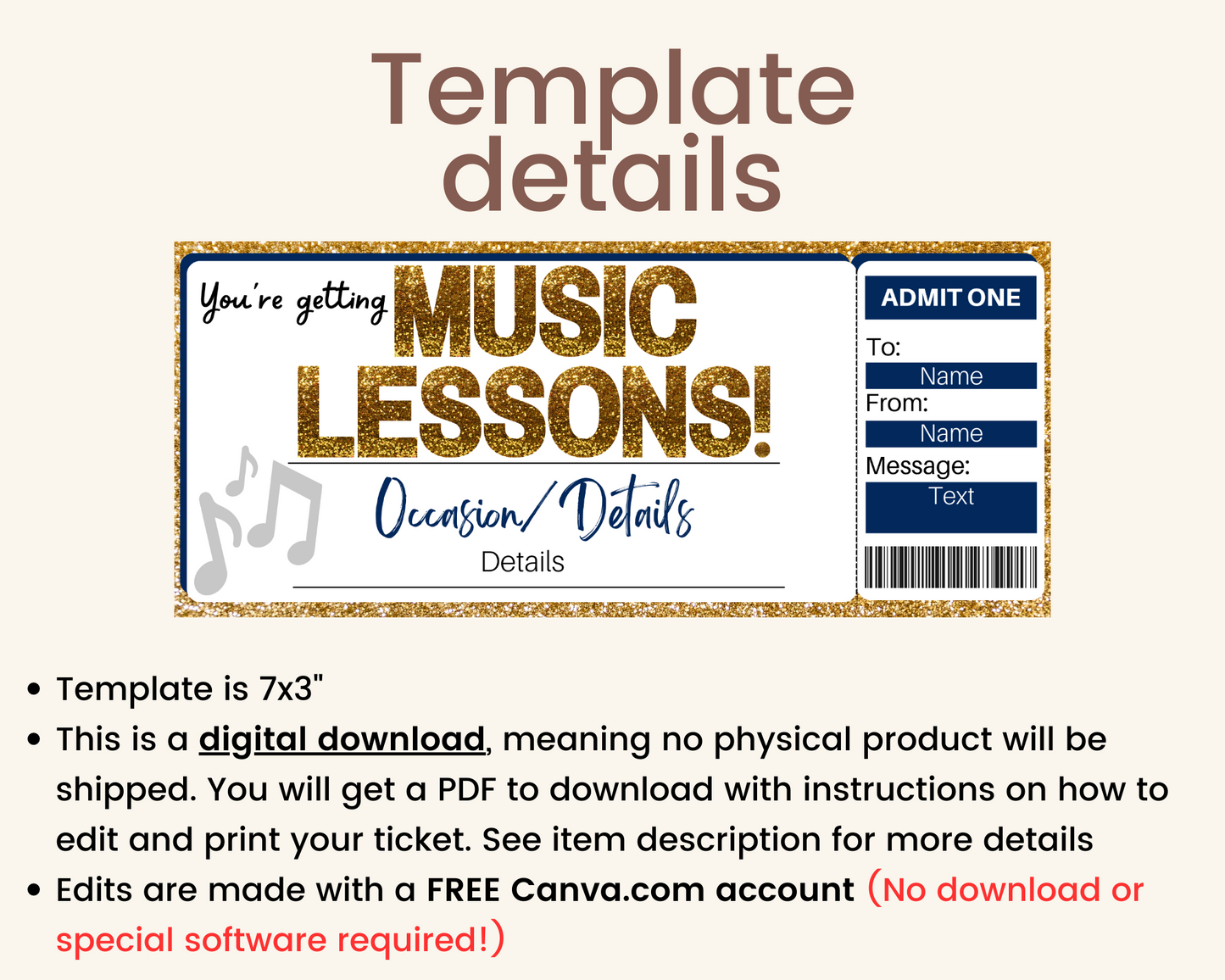 Music Lessons Gift Certificate