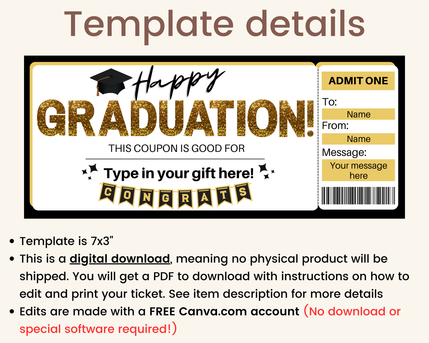 Graduation Coupon: Custom Coupon Template
