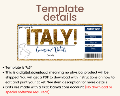 Italy Boarding Pass Template