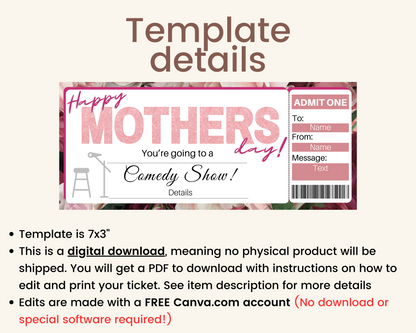 Mother's Day Comedy Show Ticket Template