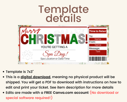 Christmas Spa Day Gift Certificate Template
