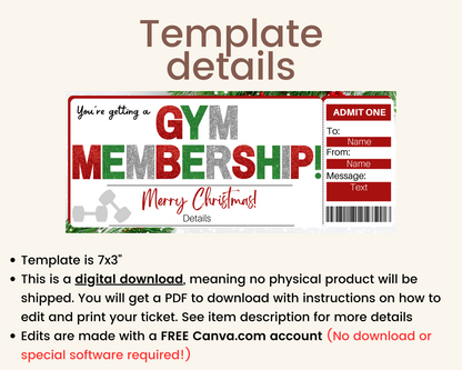 Christmas Gym Membership Ticket