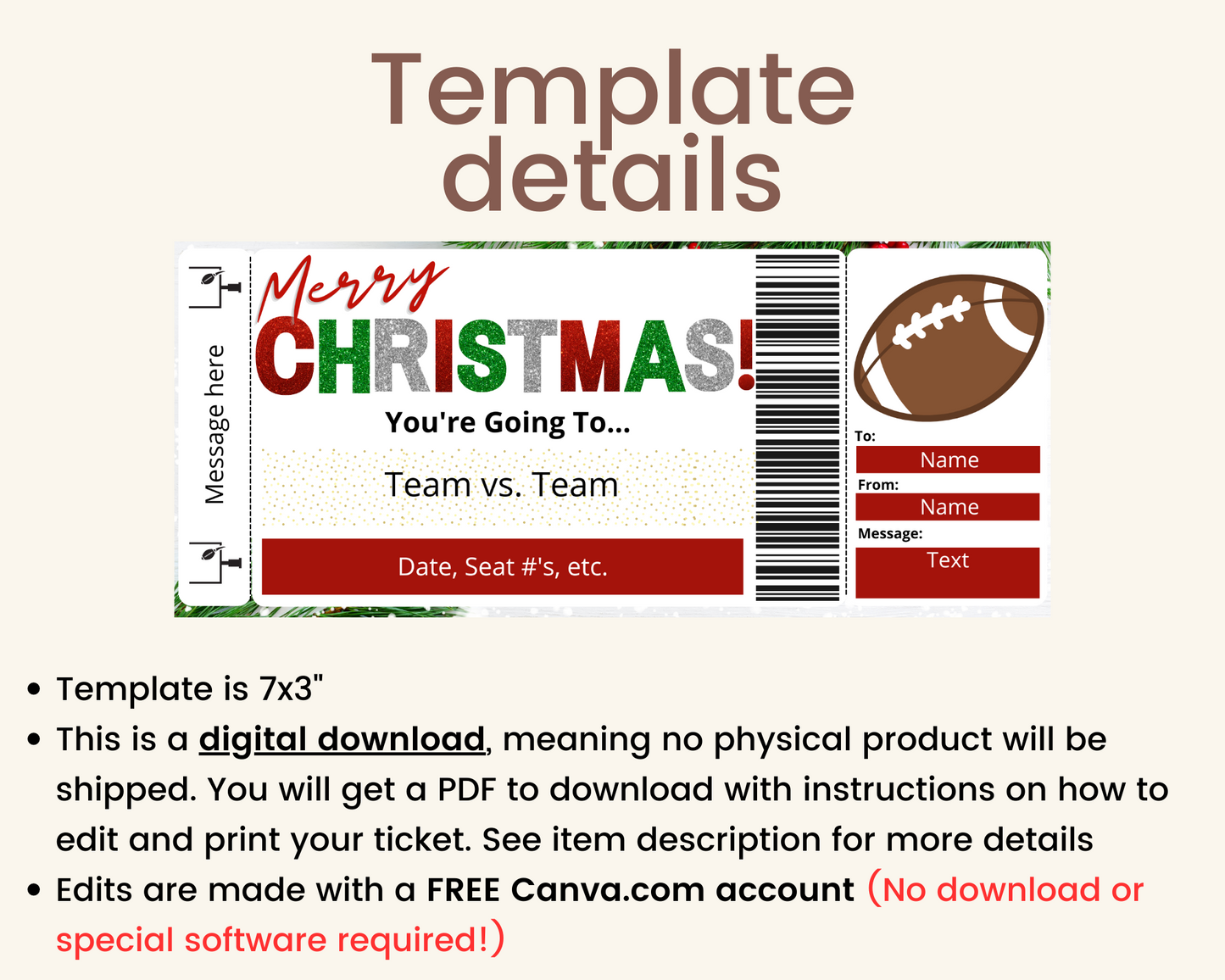 Christmas Football Game Gift Certificate