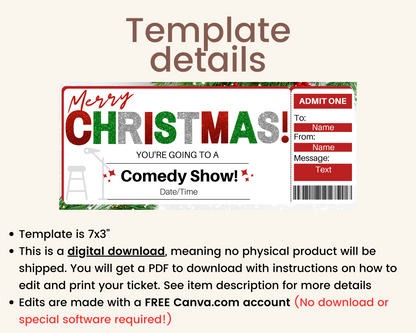 Christmas Comedy Show Ticket Template