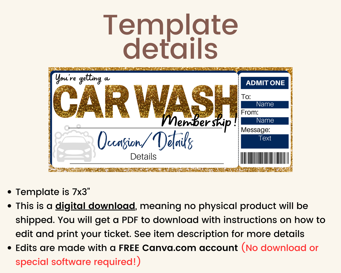 Car Wash Gift Certificate Template