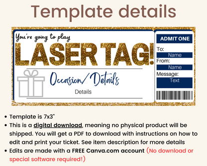Laser Tag Gift Ticket Template
