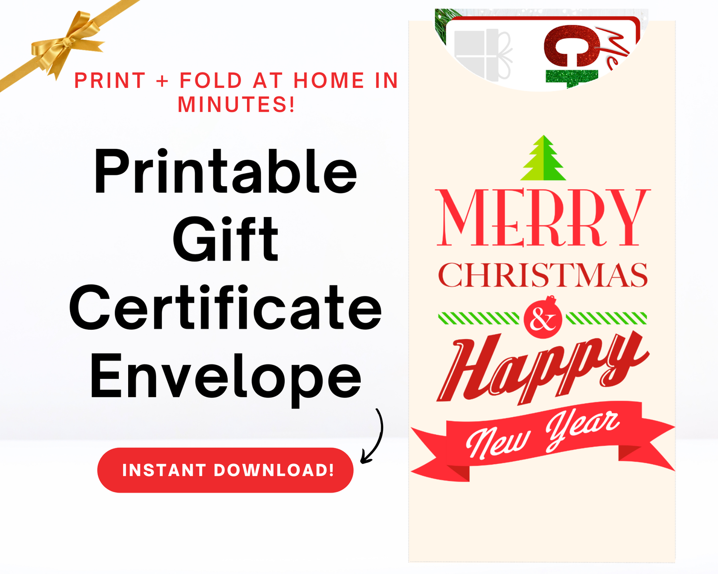 Printable Christmas Gift Certificate Envelope