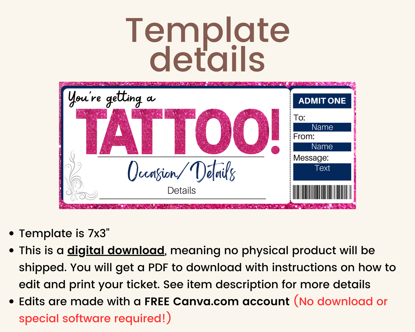 Tattoo Gift Certificate Template