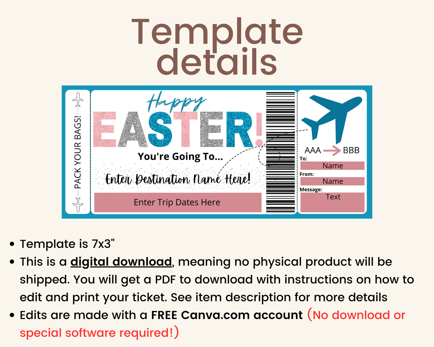 Easter Boarding Pass Template