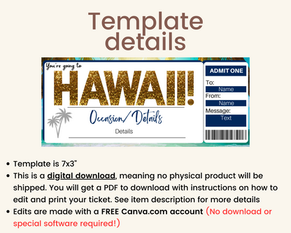 Hawaii Boarding Pass Template