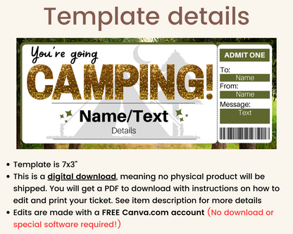Camping Ticket Template
