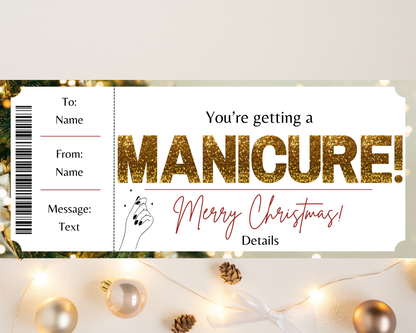 Christmas Manicure Gift Certificate Voucher