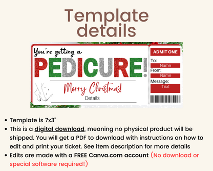 Christmas Pedicure Gift Ticket