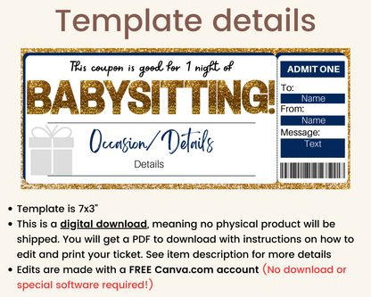 Babysitting Gift Coupon