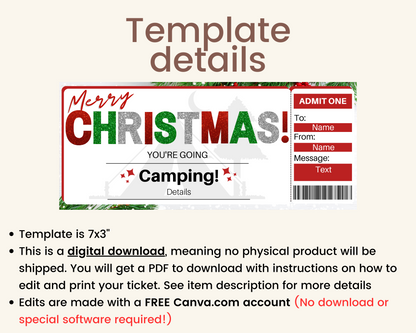 Christmas Camping Gift Certificate