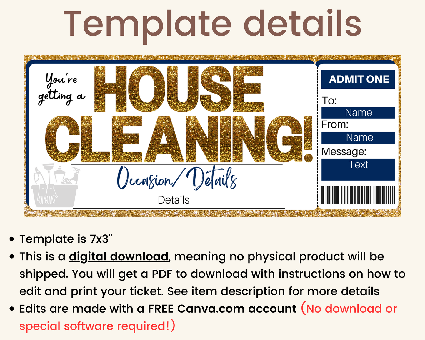 House Cleaning Gift Ticket