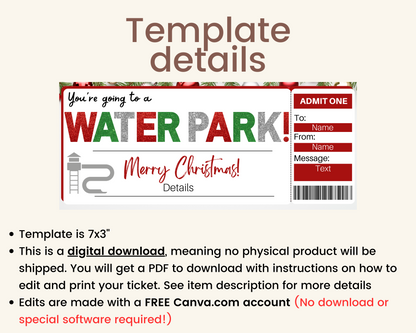 Christmas Water Park Gift Certificate Template