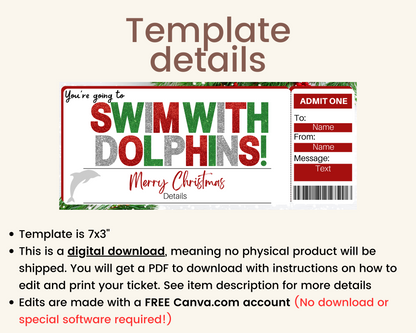 Christmas Swimming with Dolphins Gift Ticket