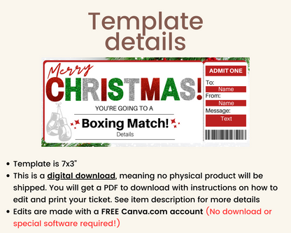 Christmas Boxing Match Gift Ticket