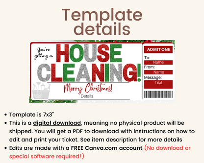 Christmas House Cleaning Gift Certificate Template