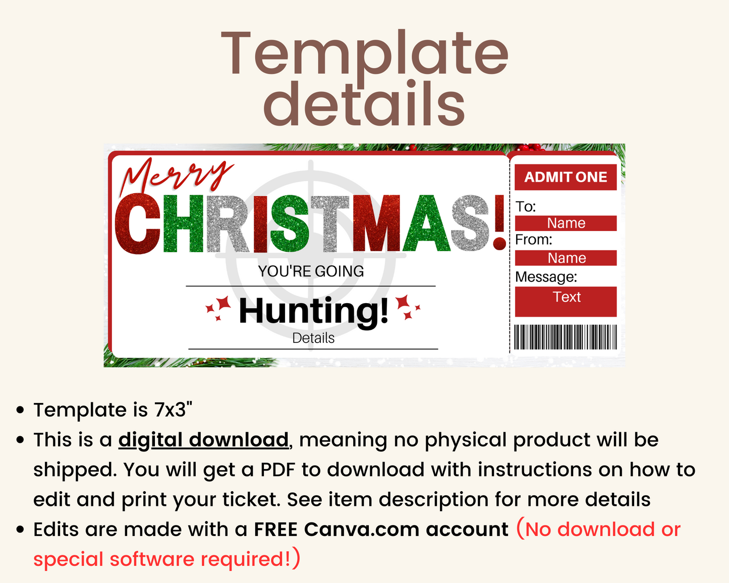 Christmas Hunting Trip Gift Certificate