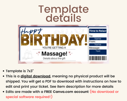 Birthday Massage Gift Certificate Template