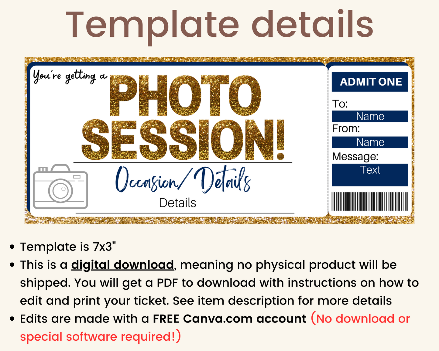 Photography Session Gift Ticket