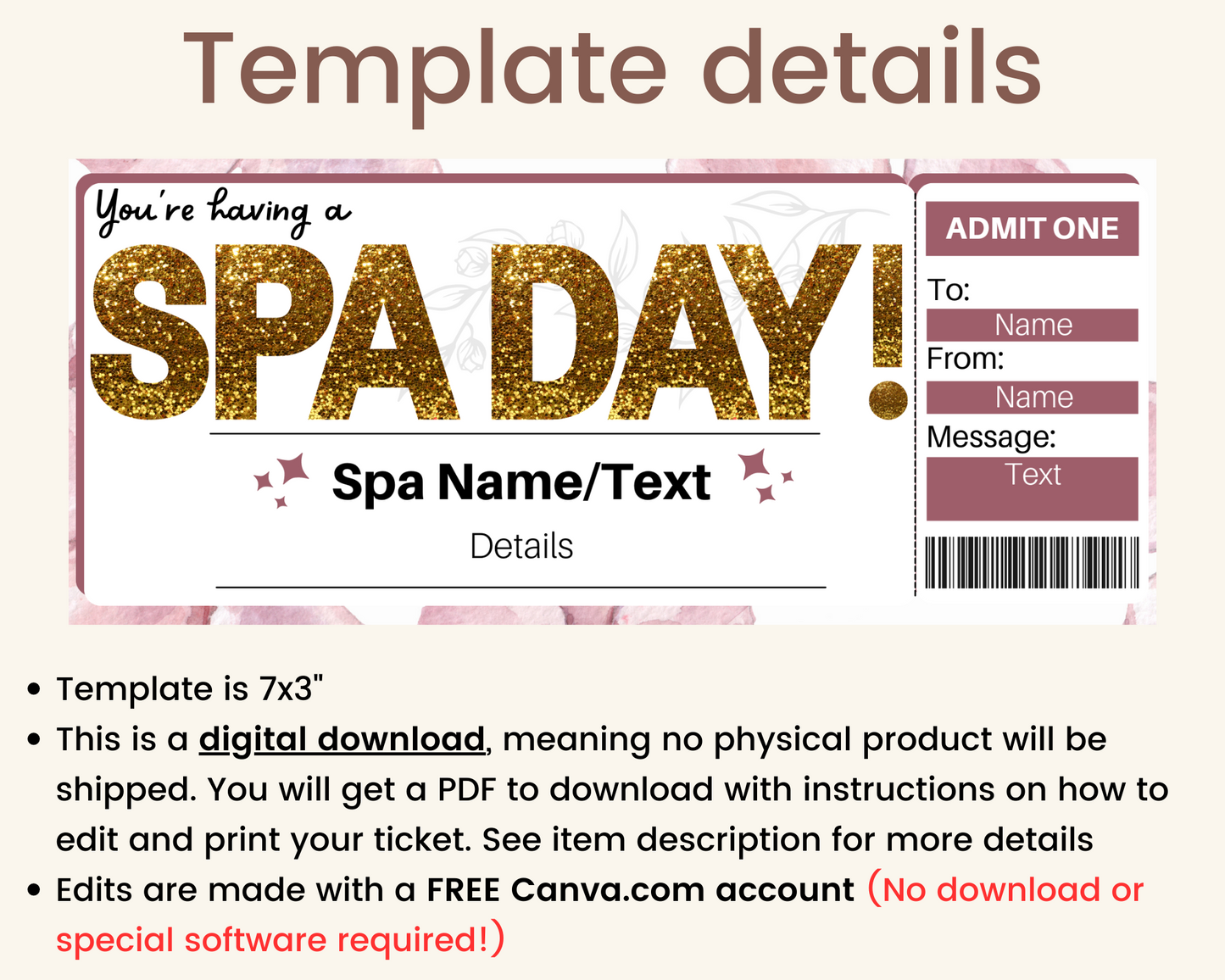 Spa Day Gift Ticket