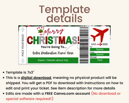Printable Christmas Boarding Pass Template