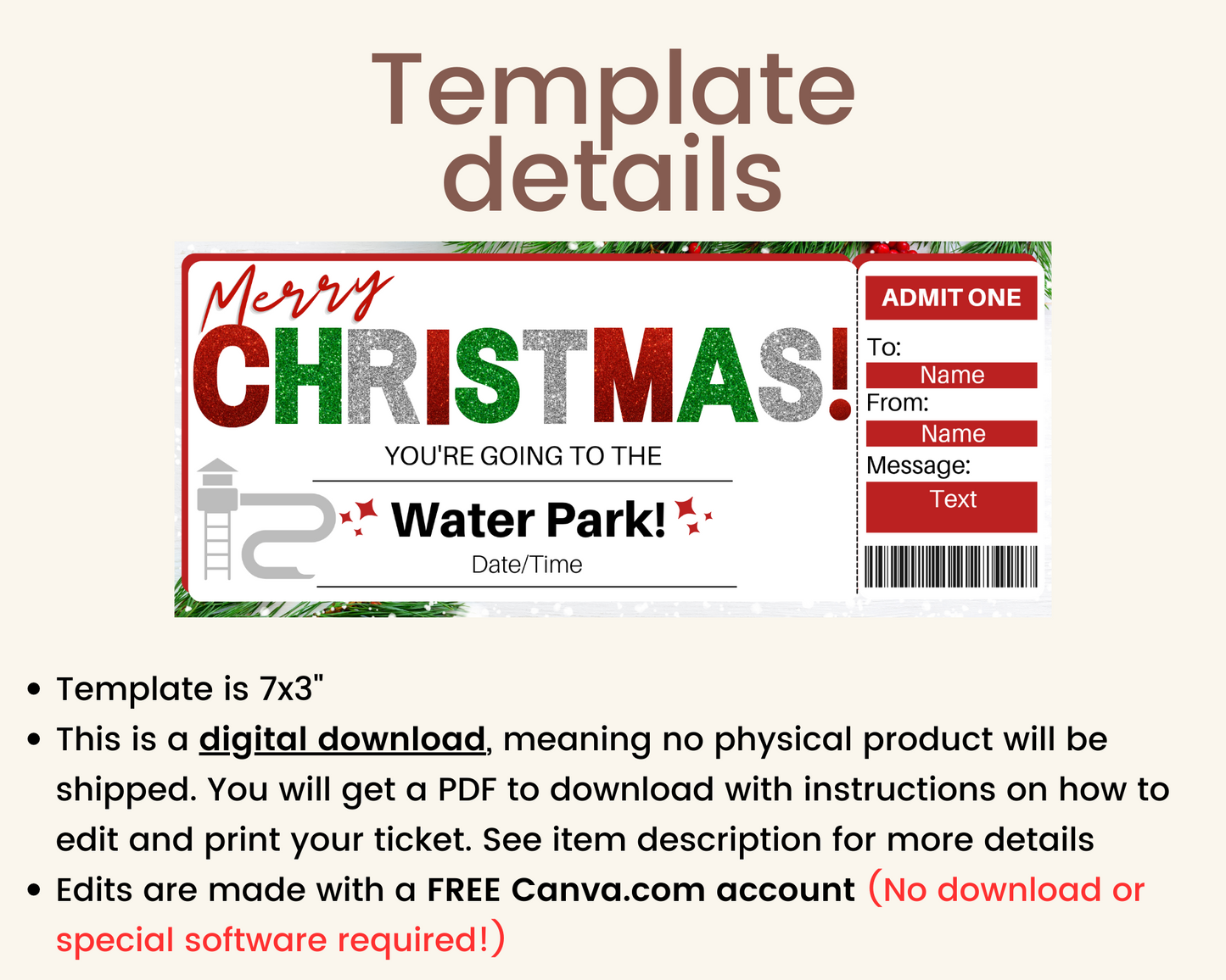 Christmas Water Park Gift Certificate