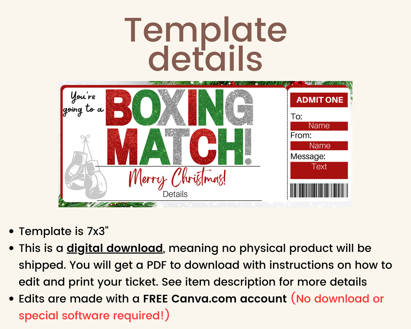 Christmas Boxing Gift Ticket